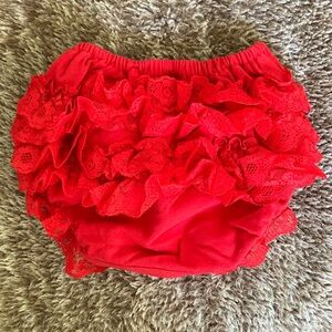 Red Lace Ruffle Cotton Bloomers Diaper Cover size S